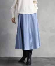 FMHAD51270 MICHEL KLEIN(ミッシェルクラン) ヴィンテージツイルフレアースカート ライトブルー