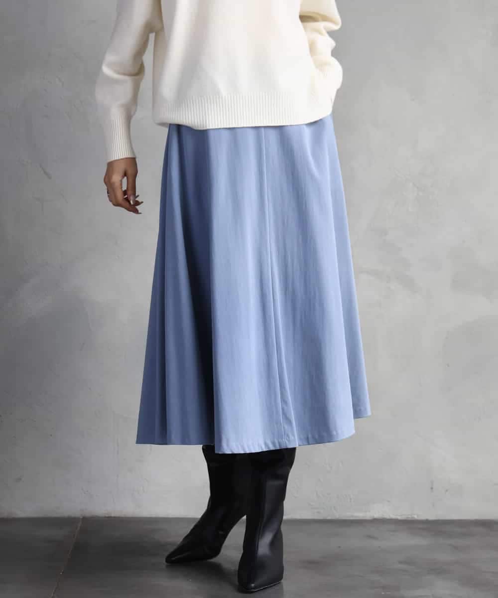 FMHAD51270 MICHEL KLEIN(ミッシェルクラン) ヴィンテージツイルフレアースカート ライトブルー