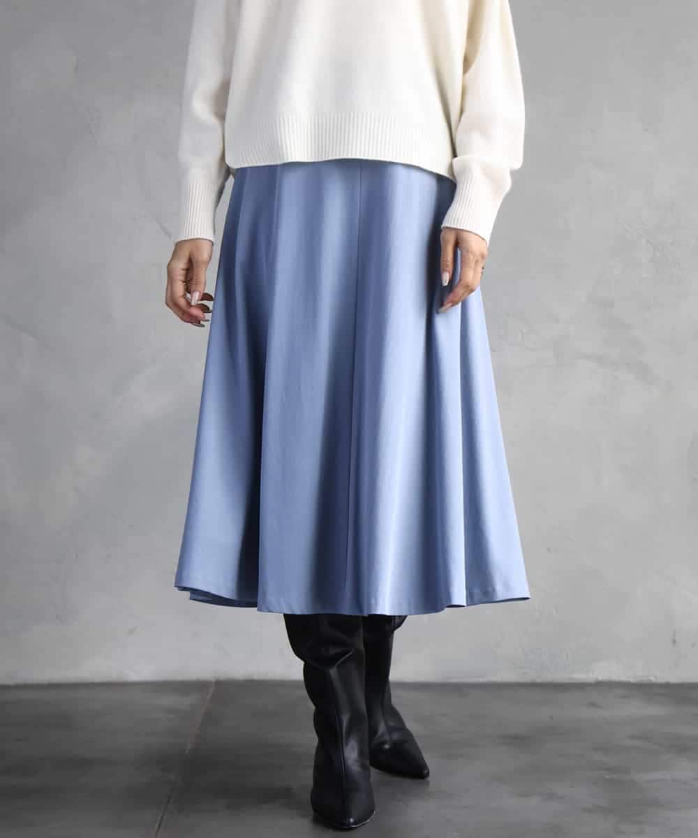 FMHAD51270 MICHEL KLEIN(ミッシェルクラン) ヴィンテージツイルフレアースカート ライトブルー