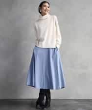 FMHAD51270 MICHEL KLEIN(ミッシェルクラン) ヴィンテージツイルフレアースカート ライトブルー