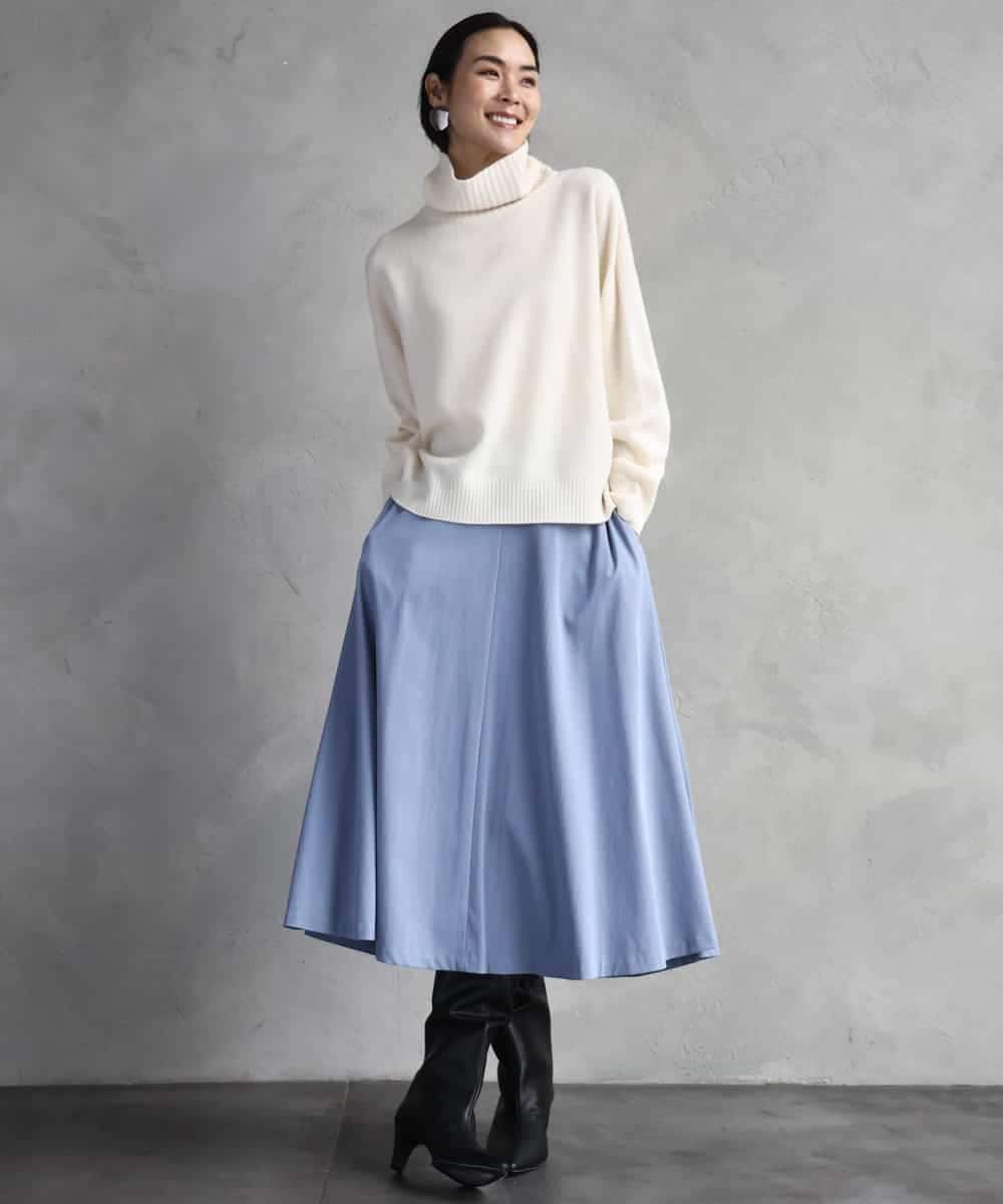 FMHAD51270 MICHEL KLEIN(ミッシェルクラン) ヴィンテージツイルフレアースカート ライトブルー