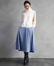 FMHAD51270 MICHEL KLEIN(ミッシェルクラン) ヴィンテージツイルフレアースカート ライトブルー