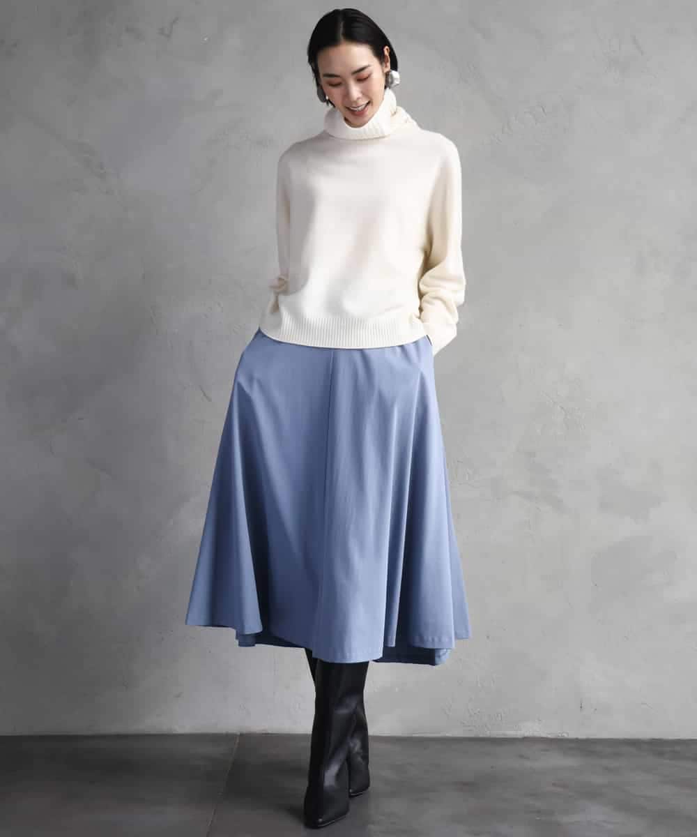 FMHAD51270 MICHEL KLEIN(ミッシェルクラン) ヴィンテージツイルフレアースカート ライトブルー