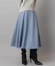 FMHAD51270 MICHEL KLEIN(ミッシェルクラン) ヴィンテージツイルフレアースカート ライトブルー