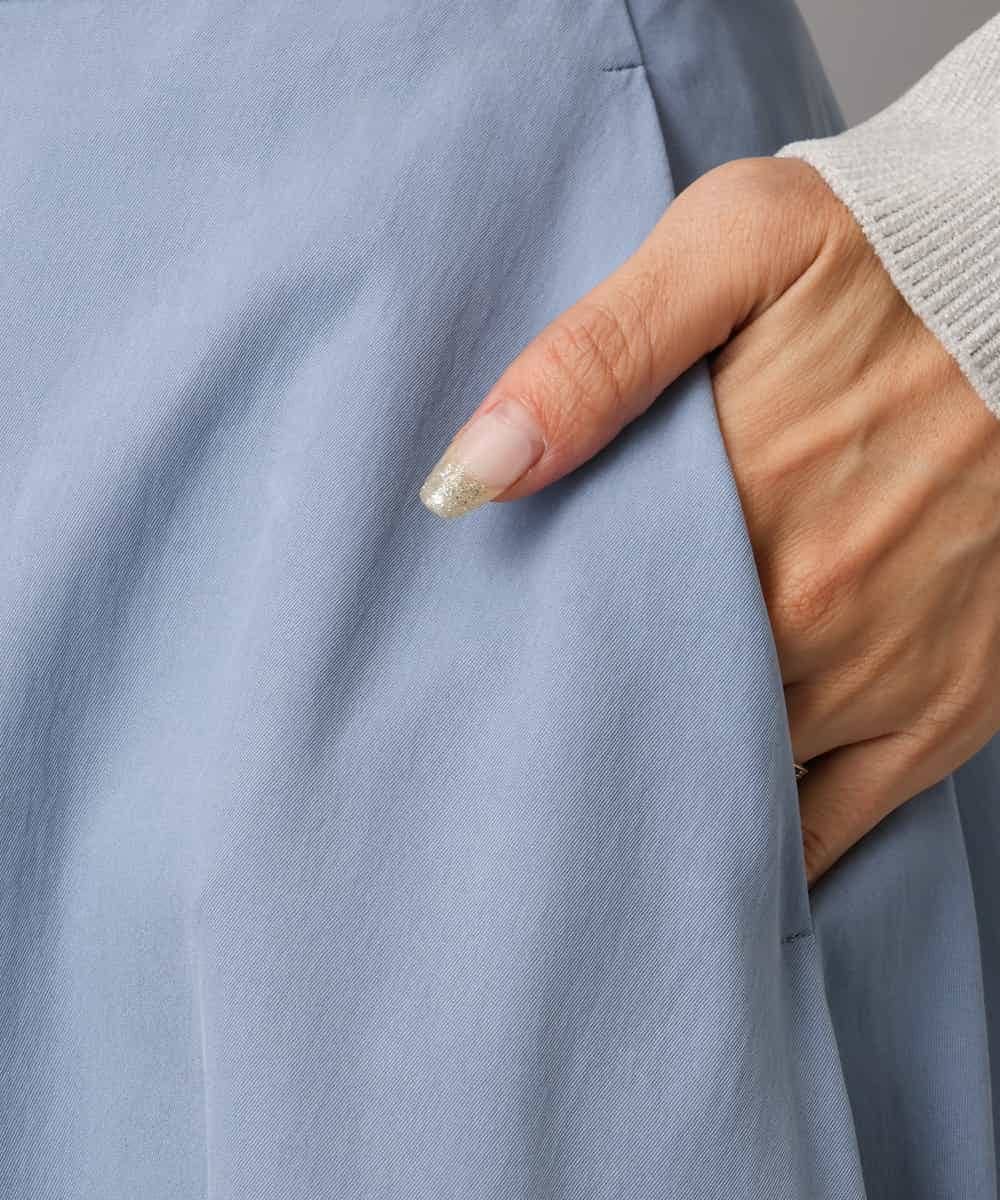 FMHAD51270 MICHEL KLEIN(ミッシェルクラン) ヴィンテージツイルフレアースカート ライトブルー