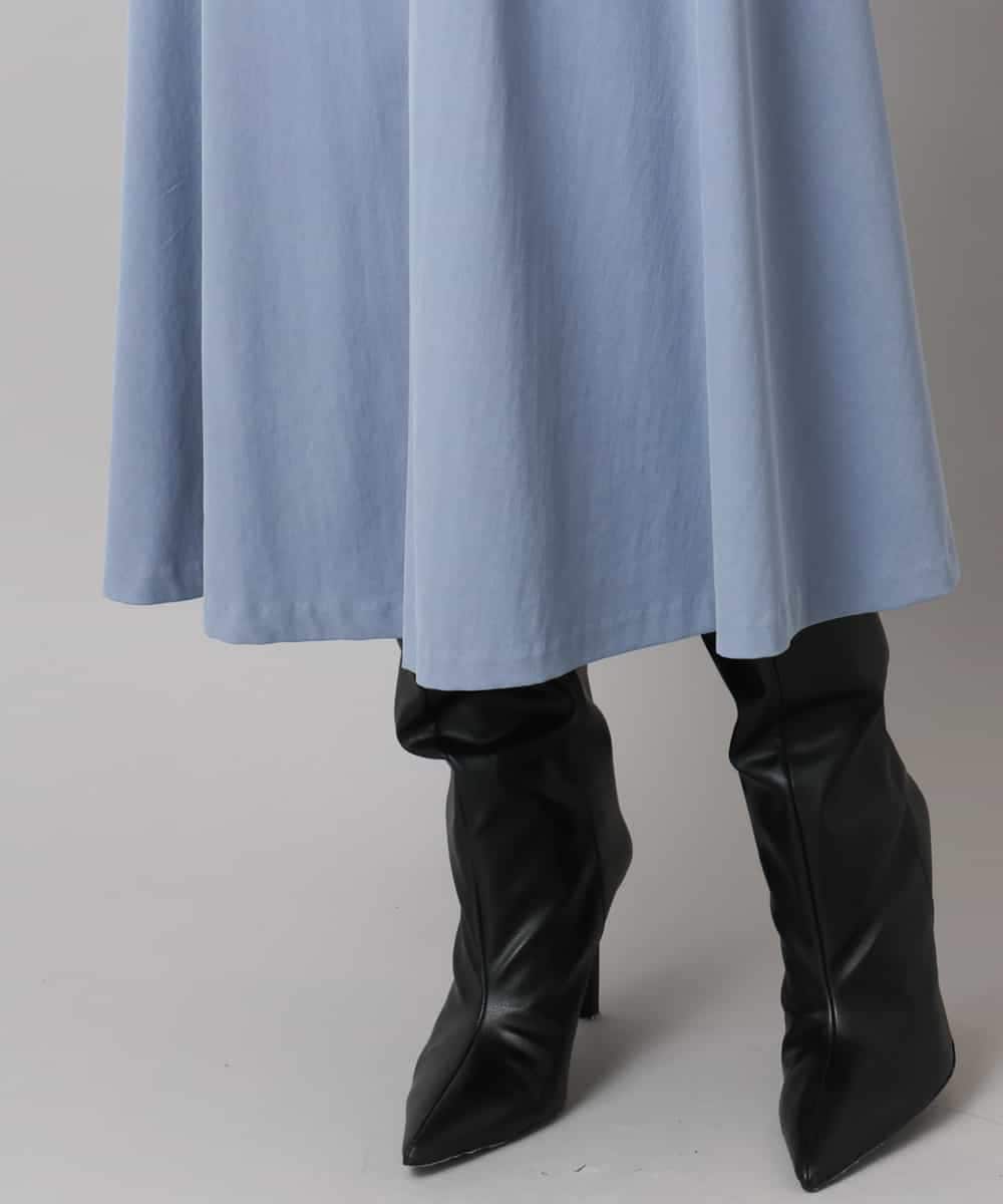 FMHAD51270 MICHEL KLEIN(ミッシェルクラン) ヴィンテージツイルフレアースカート ライトブルー