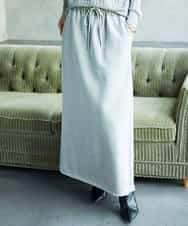 FMHAD60240 MICHEL KLEIN(ミッシェルクラン) [セットアップ対応]ラメ裏毛ナロースカート ライトグレー