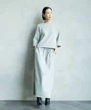 FMHAD60240 MICHEL KLEIN(ミッシェルクラン) [セットアップ対応]ラメ裏毛ナロースカート ライトグレー