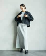 FMHAD60240 MICHEL KLEIN(ミッシェルクラン) [セットアップ対応]ラメ裏毛ナロースカート ライトグレー