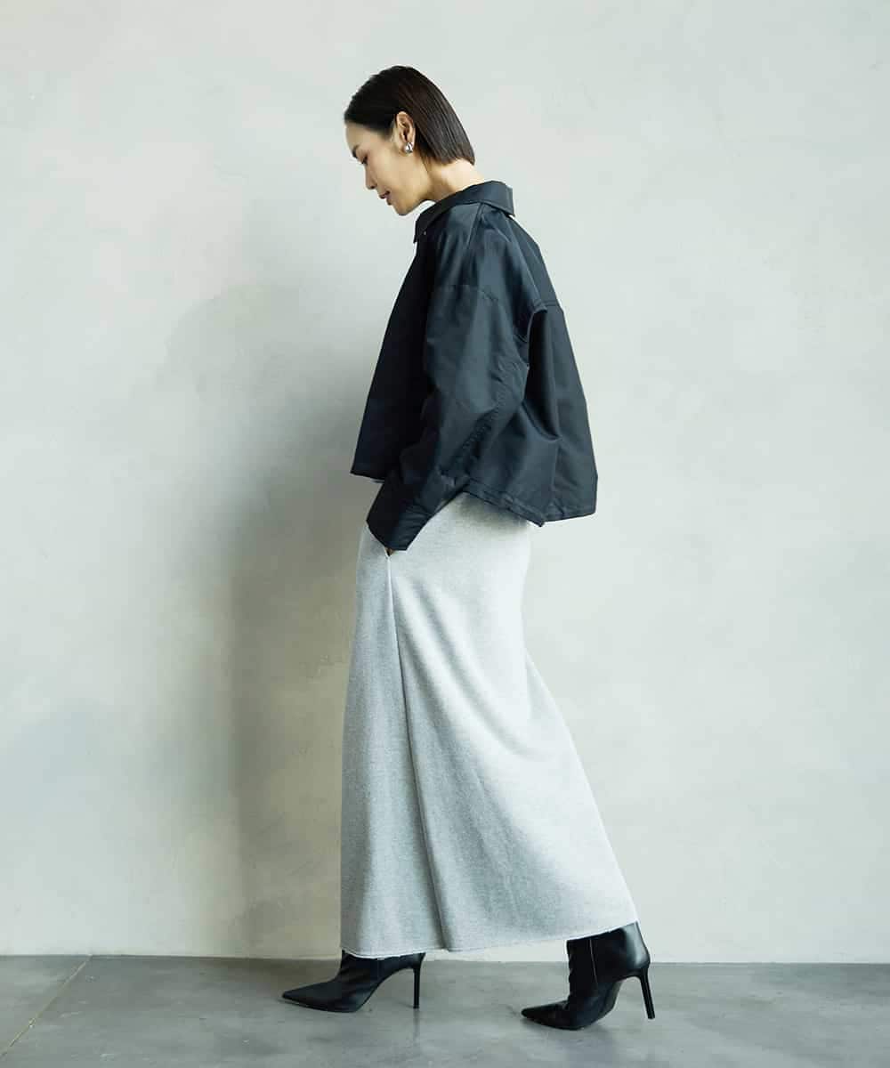 FMHAD60240 MICHEL KLEIN(ミッシェルクラン) [セットアップ対応]ラメ裏毛ナロースカート ライトグレー