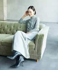 FMHAD60240 MICHEL KLEIN(ミッシェルクラン) [セットアップ対応]ラメ裏毛ナロースカート ライトグレー