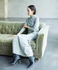 FMHAD60240 MICHEL KLEIN(ミッシェルクラン) [セットアップ対応]ラメ裏毛ナロースカート ライトグレー