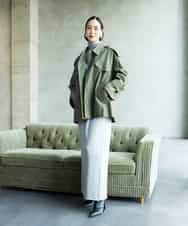 FMHAD60240 MICHEL KLEIN(ミッシェルクラン) [セットアップ対応]ラメ裏毛ナロースカート ライトグレー