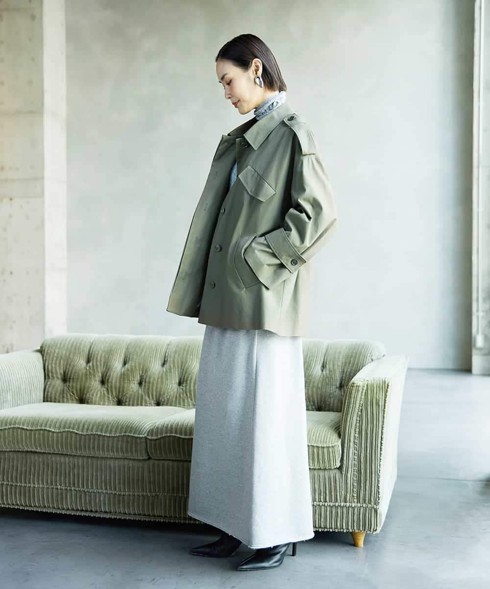 FMHAD60240 MICHEL KLEIN(ミッシェルクラン) [セットアップ対応]ラメ裏毛ナロースカート ライトグレー