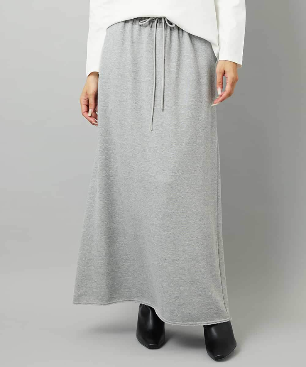 FMHAD60240 MICHEL KLEIN(ミッシェルクラン) [セットアップ対応]ラメ裏毛ナロースカート ライトグレー