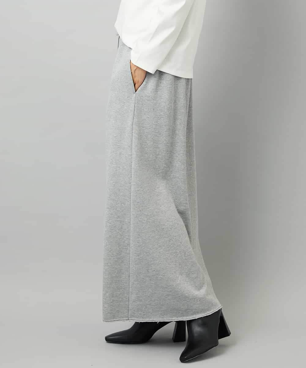 FMHAD60240 MICHEL KLEIN(ミッシェルクラン) [セットアップ対応]ラメ裏毛ナロースカート ライトグレー