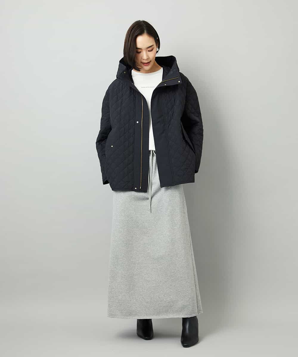 FMHAD60240 MICHEL KLEIN(ミッシェルクラン) [セットアップ対応]ラメ裏毛ナロースカート ライトグレー