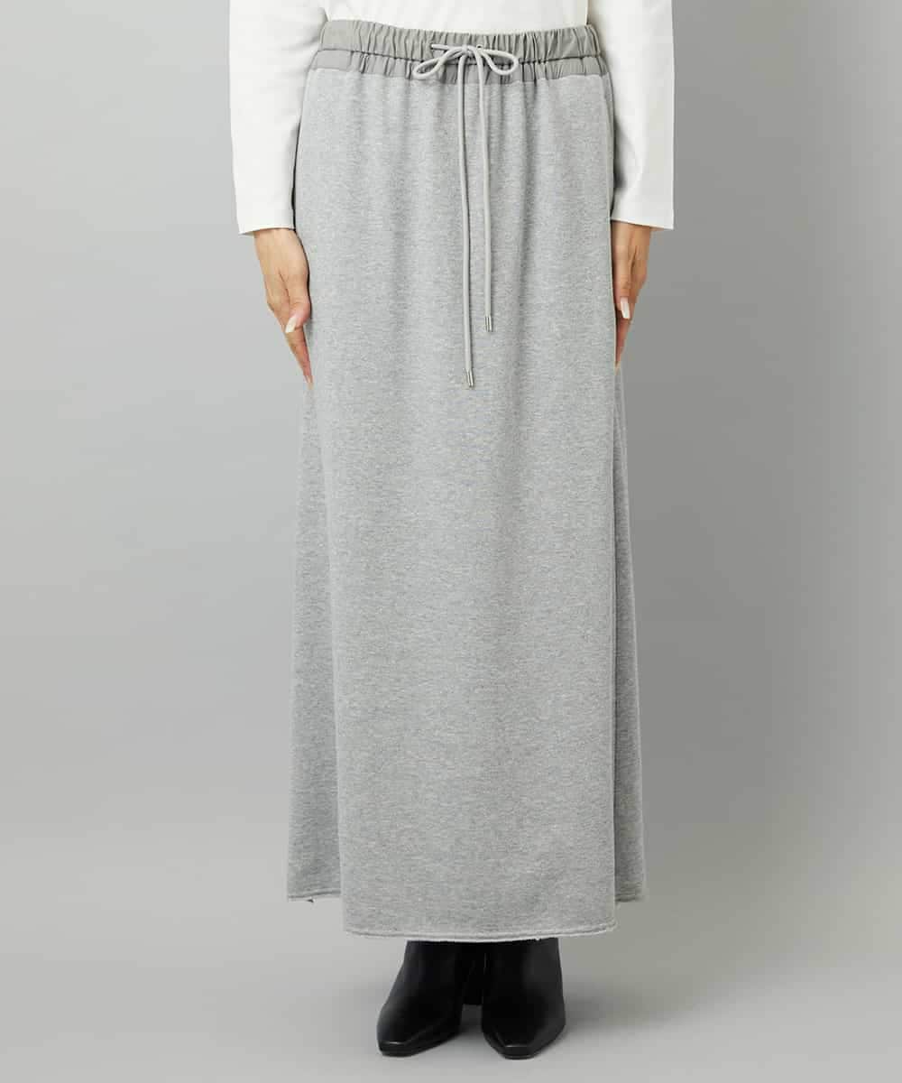 FMHAD60240 MICHEL KLEIN(ミッシェルクラン) [セットアップ対応]ラメ裏毛ナロースカート ライトグレー