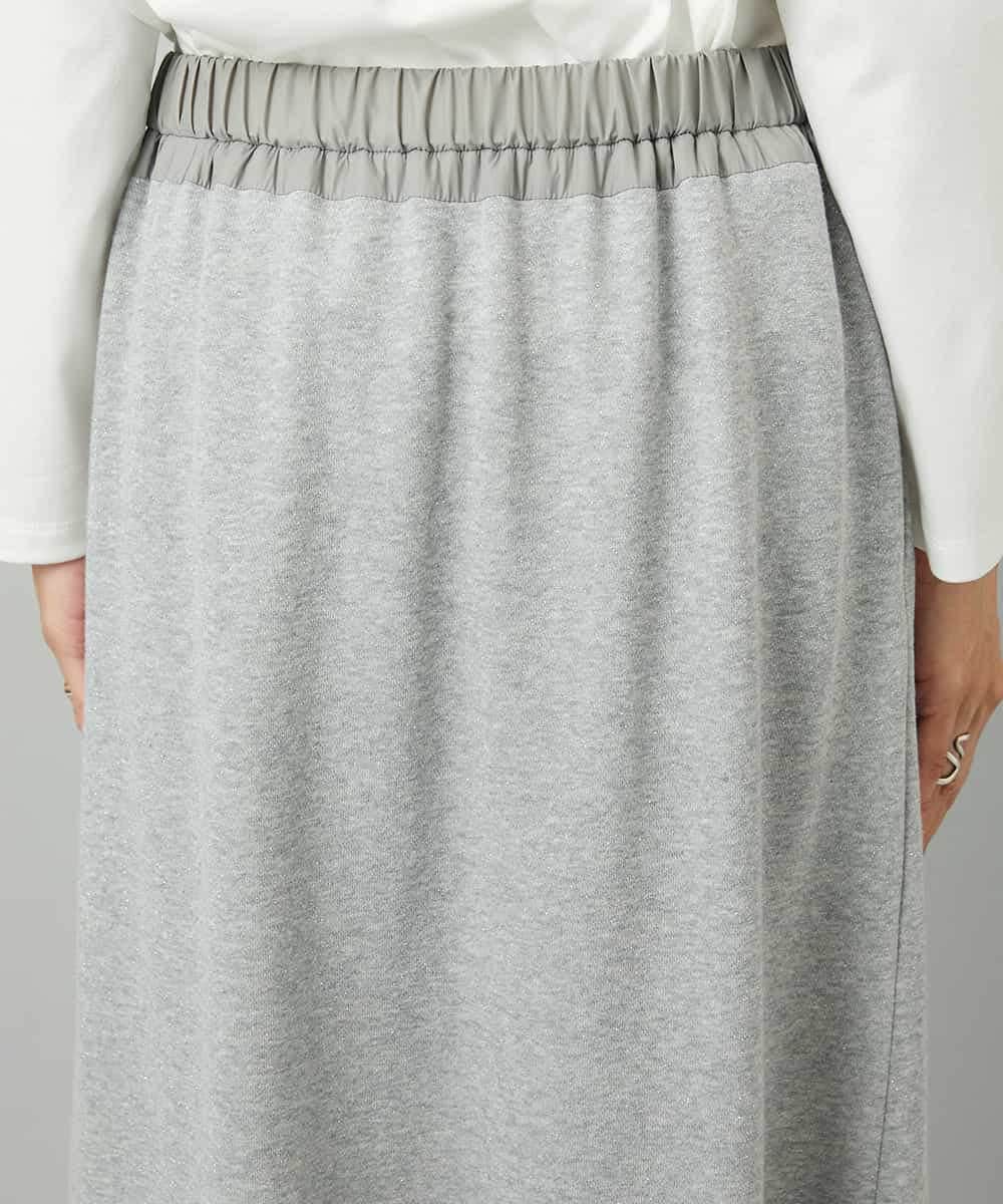 FMHAD60240 MICHEL KLEIN(ミッシェルクラン) [セットアップ対応]ラメ裏毛ナロースカート ライトグレー