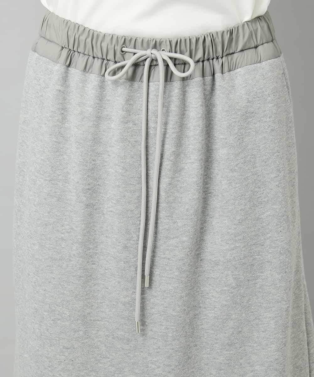 FMHAD60240 MICHEL KLEIN(ミッシェルクラン) [セットアップ対応]ラメ裏毛ナロースカート ライトグレー