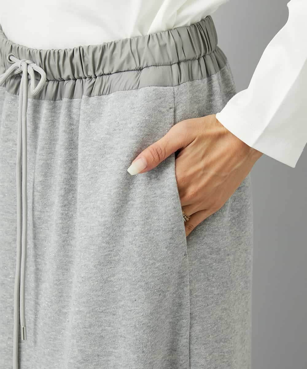 FMHAD60240 MICHEL KLEIN(ミッシェルクラン) [セットアップ対応]ラメ裏毛ナロースカート ライトグレー