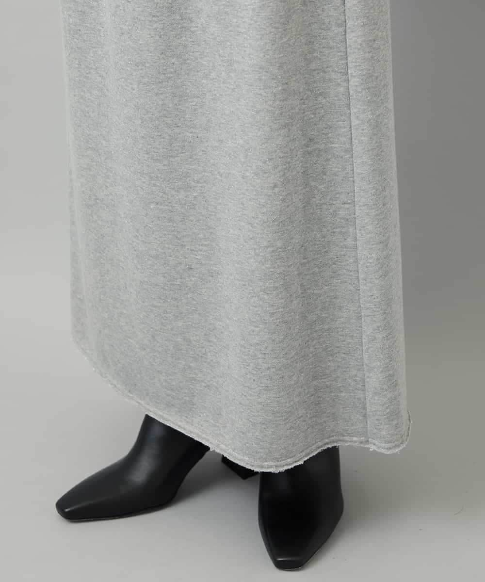 FMHAD60240 MICHEL KLEIN(ミッシェルクラン) [セットアップ対応]ラメ裏毛ナロースカート ライトグレー