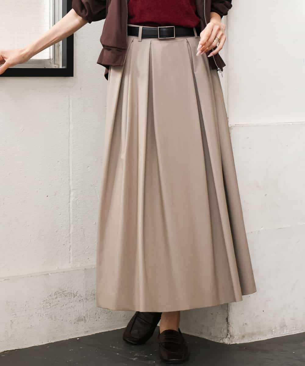 FMHAG01270 MICHEL KLEIN(ミッシェルクラン) ウーリータックフレアスカート ベージュ