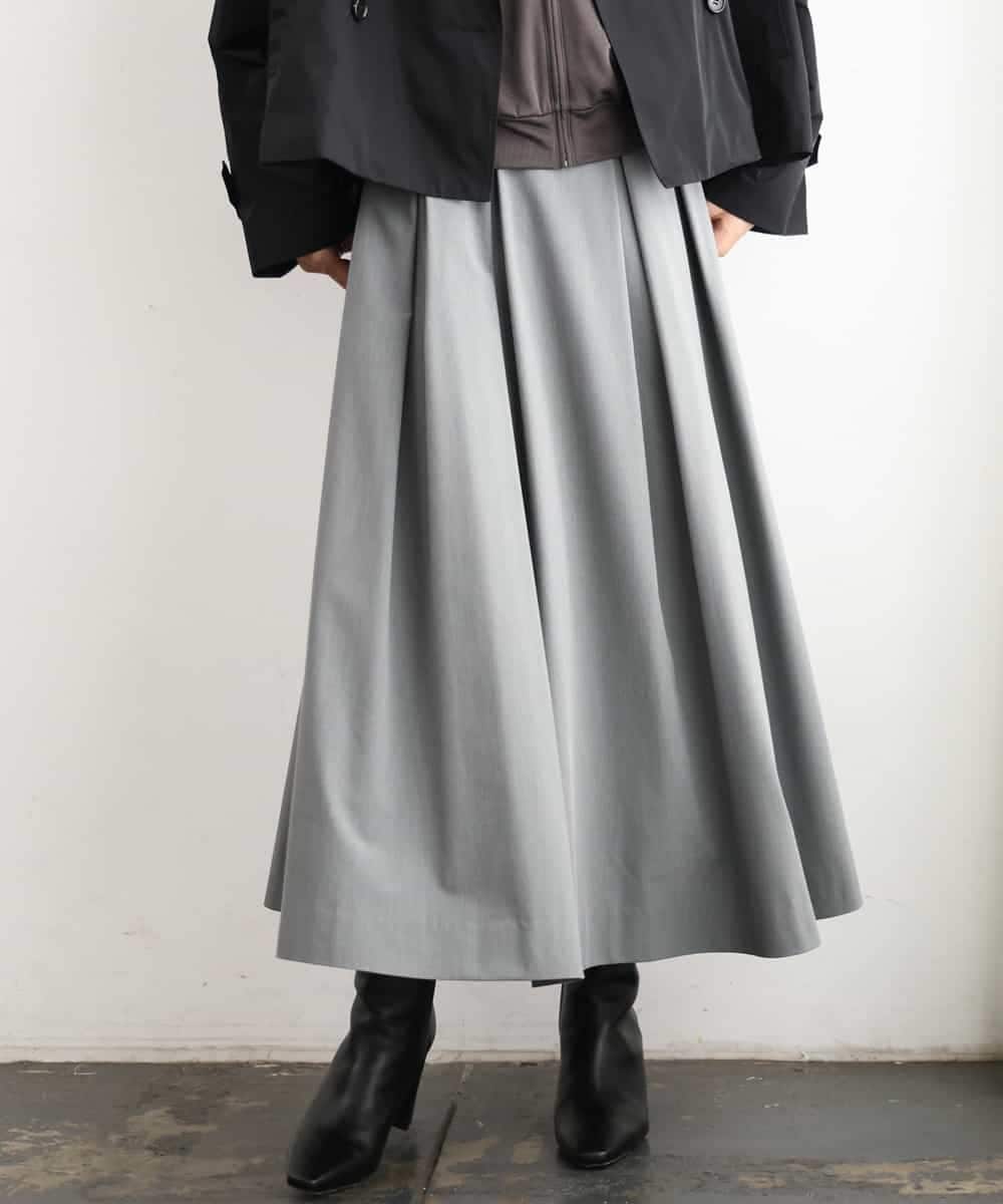 FMHAG01270 MICHEL KLEIN(ミッシェルクラン) ウーリータックフレアスカート グレー