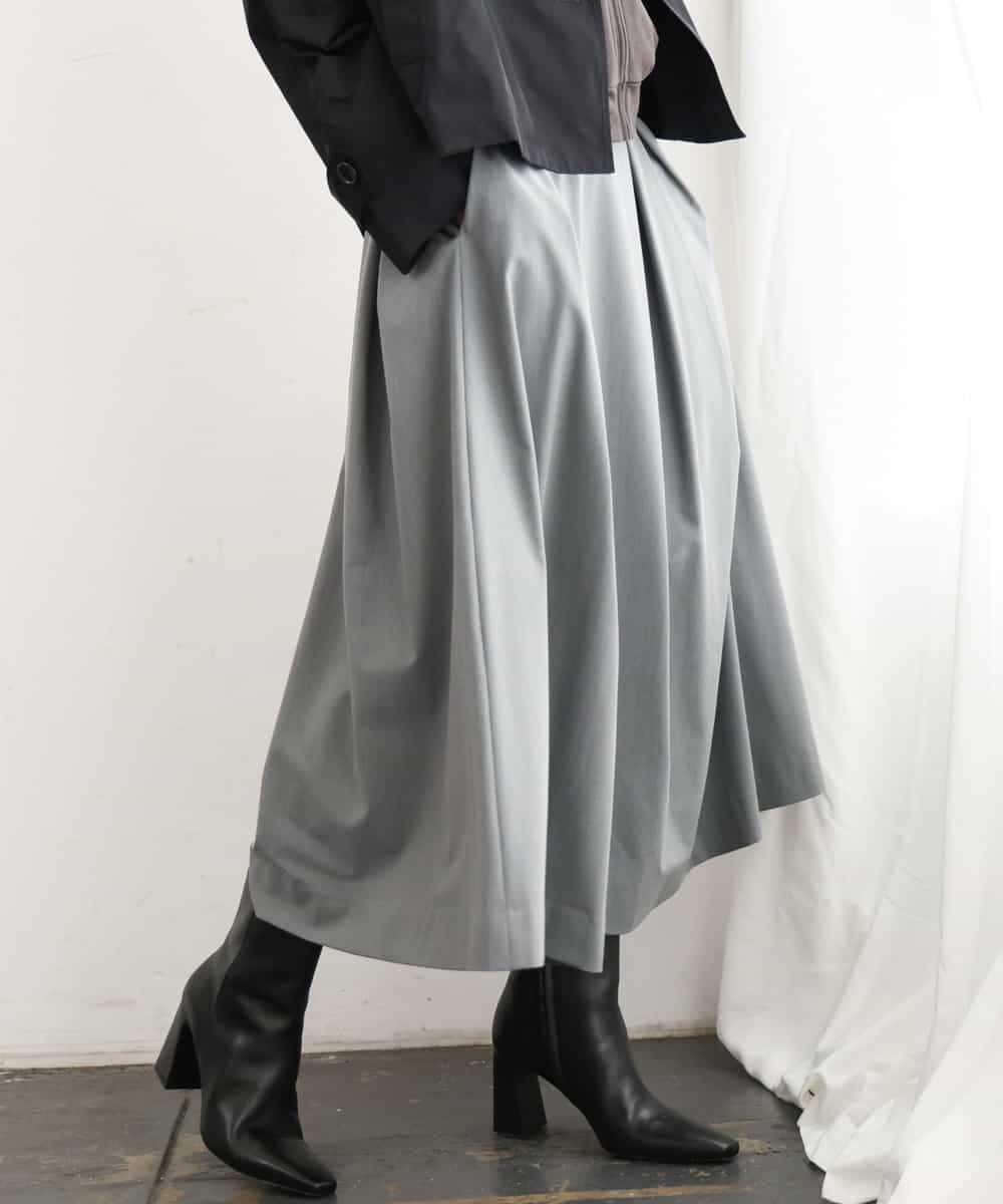 FMHAG01270 MICHEL KLEIN(ミッシェルクラン) ウーリータックフレアスカート グレー