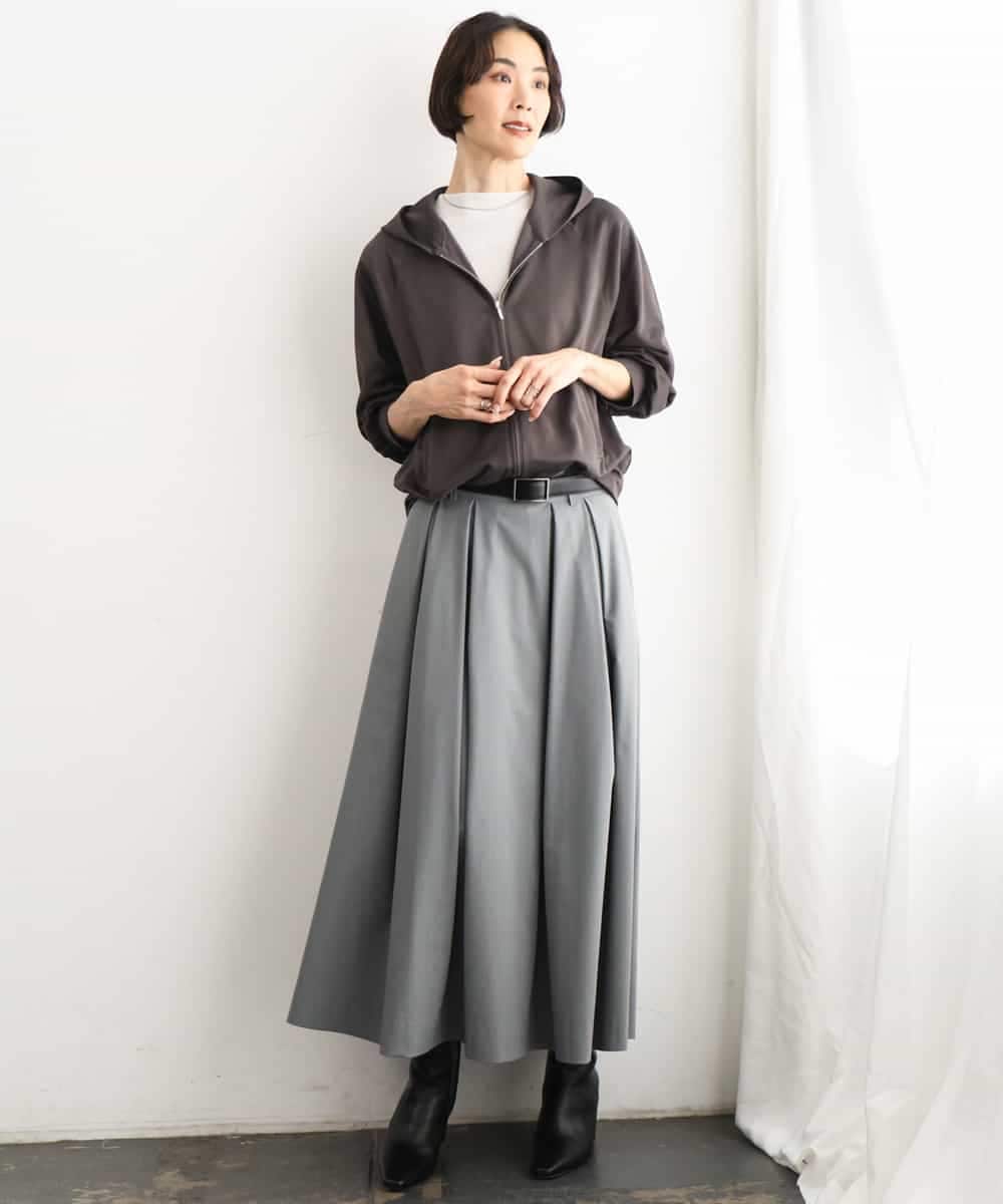 FMHAG01270 MICHEL KLEIN(ミッシェルクラン) ウーリータックフレアスカート グレー
