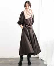 FMHAG01270 MICHEL KLEIN(ミッシェルクラン) ウーリータックフレアスカート グレー