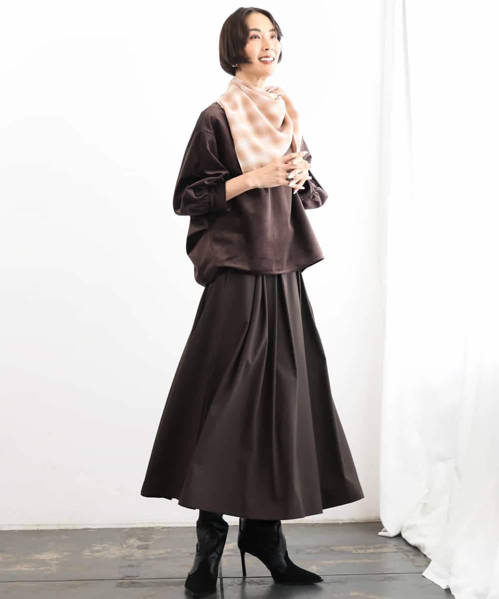 FMHAG01270 MICHEL KLEIN(ミッシェルクラン) ウーリータックフレアスカート グレー