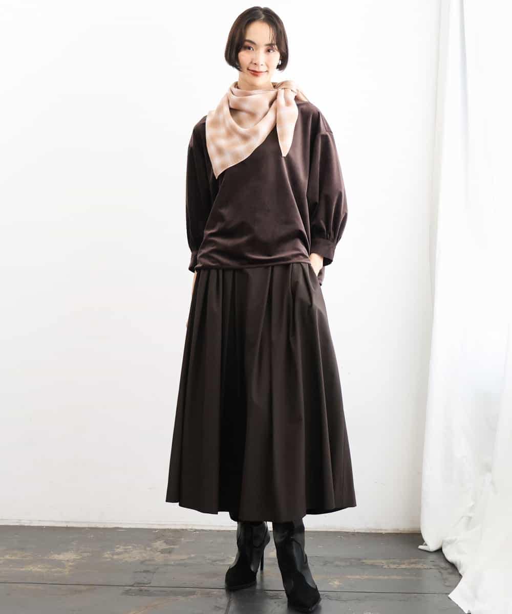 FMHAG01270 MICHEL KLEIN(ミッシェルクラン) ウーリータックフレアスカート グレー