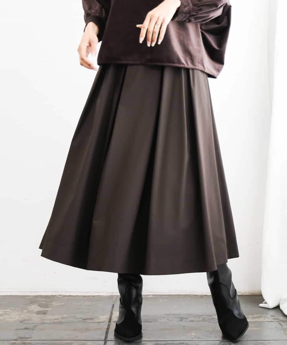 FMHAG01270 MICHEL KLEIN(ミッシェルクラン) ウーリータックフレアスカート グレー