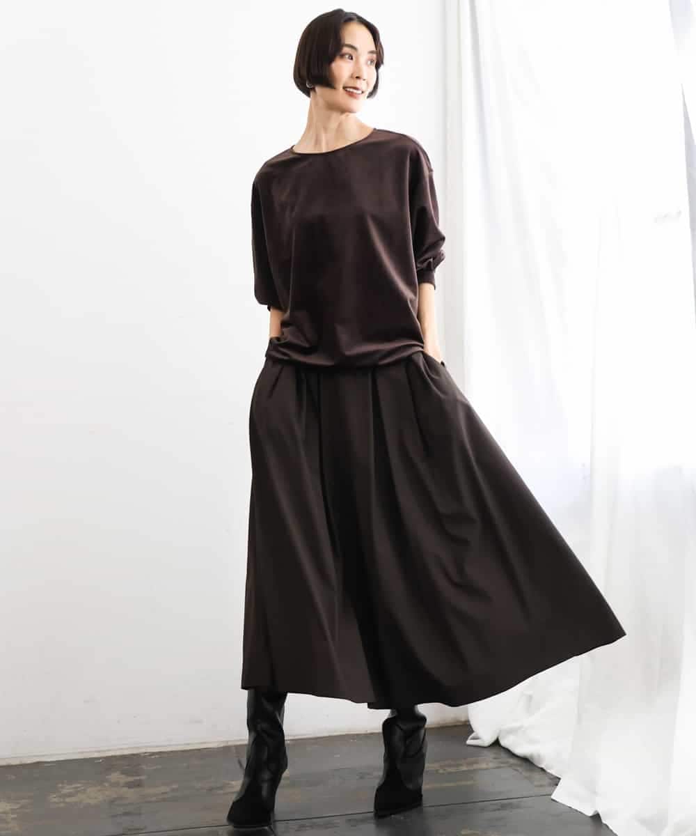FMHAG01270 MICHEL KLEIN(ミッシェルクラン) ウーリータックフレアスカート グレー