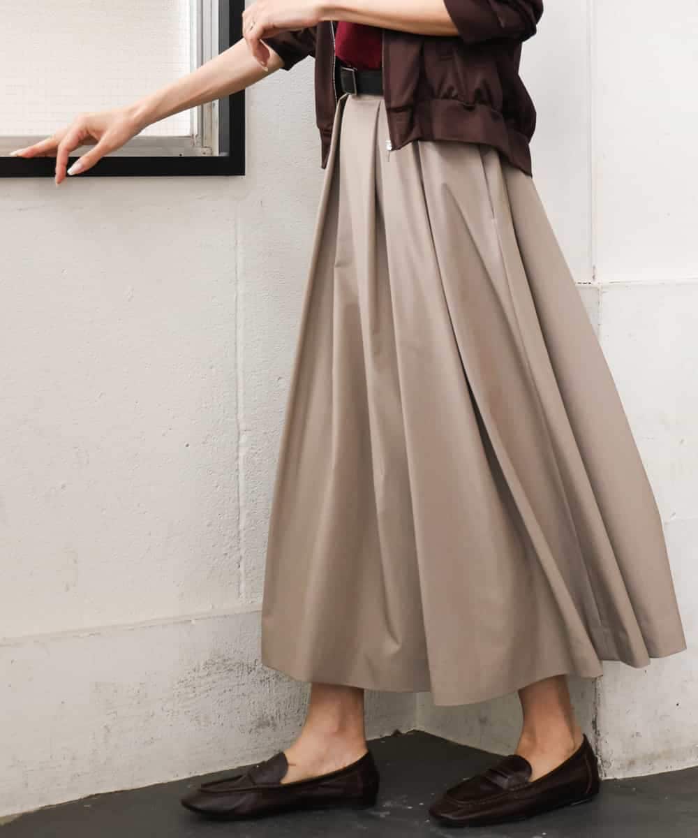FMHAG01270 MICHEL KLEIN(ミッシェルクラン) ウーリータックフレアスカート グレー