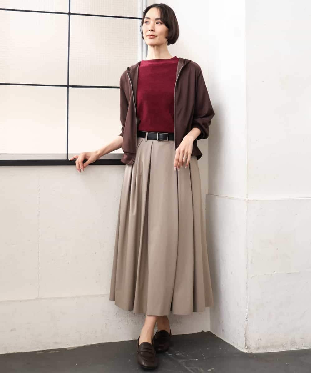 FMHAG01270 MICHEL KLEIN(ミッシェルクラン) ウーリータックフレアスカート グレー