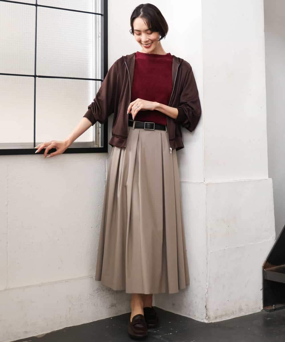 FMHAG01270 MICHEL KLEIN(ミッシェルクラン) ウーリータックフレアスカート グレー