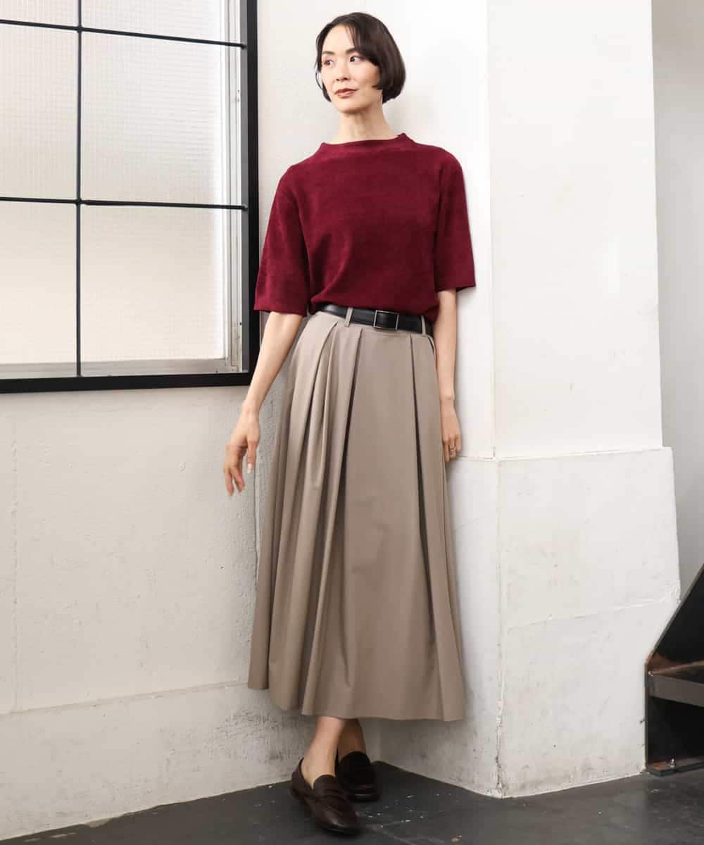 FMHAG01270 MICHEL KLEIN(ミッシェルクラン) ウーリータックフレアスカート グレー