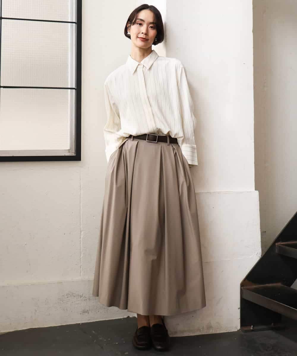 FMHAG01270 MICHEL KLEIN(ミッシェルクラン) ウーリータックフレアスカート グレー