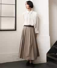 FMHAG01270 MICHEL KLEIN(ミッシェルクラン) ウーリータックフレアスカート グレー