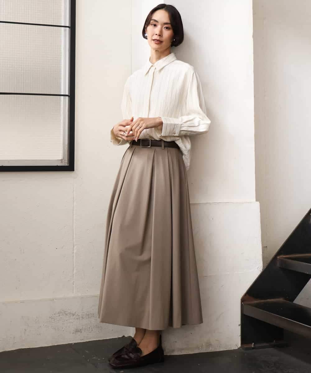 FMHAG01270 MICHEL KLEIN(ミッシェルクラン) ウーリータックフレアスカート グレー
