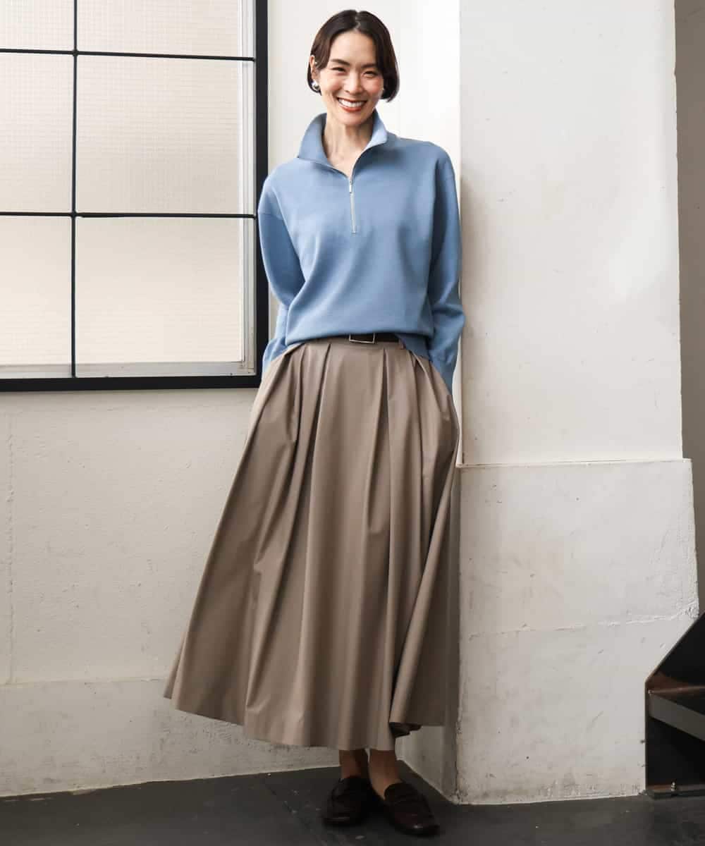 FMHAG01270 MICHEL KLEIN(ミッシェルクラン) ウーリータックフレアスカート グレー