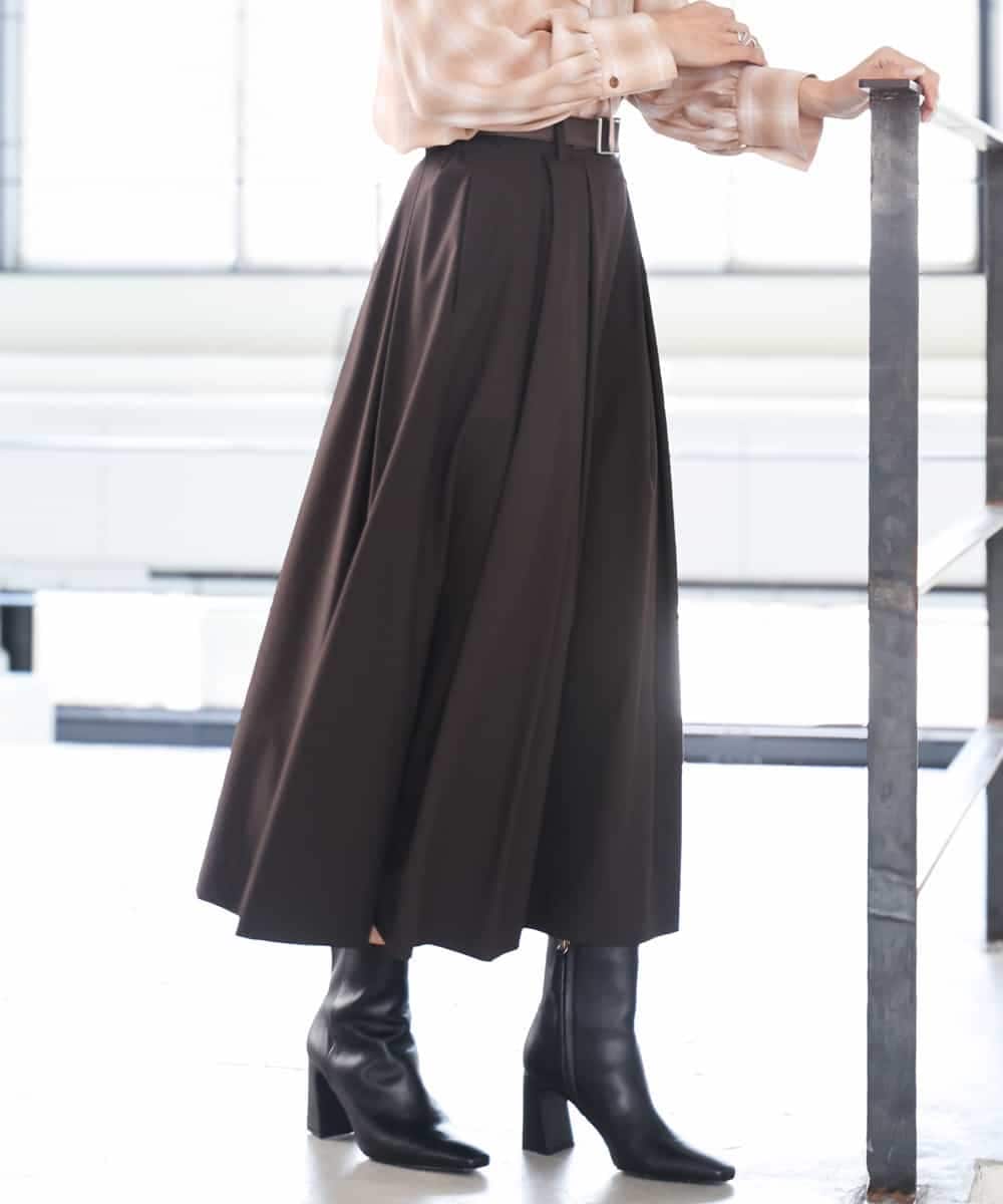 FMHAG01270 MICHEL KLEIN(ミッシェルクラン) ウーリータックフレアスカート グレー