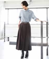 FMHAG01270 MICHEL KLEIN(ミッシェルクラン) ウーリータックフレアスカート グレー