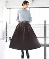 FMHAG01270 MICHEL KLEIN(ミッシェルクラン) ウーリータックフレアスカート グレー