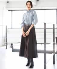 FMHAG01270 MICHEL KLEIN(ミッシェルクラン) ウーリータックフレアスカート グレー