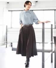 FMHAG01270 MICHEL KLEIN(ミッシェルクラン) ウーリータックフレアスカート グレー