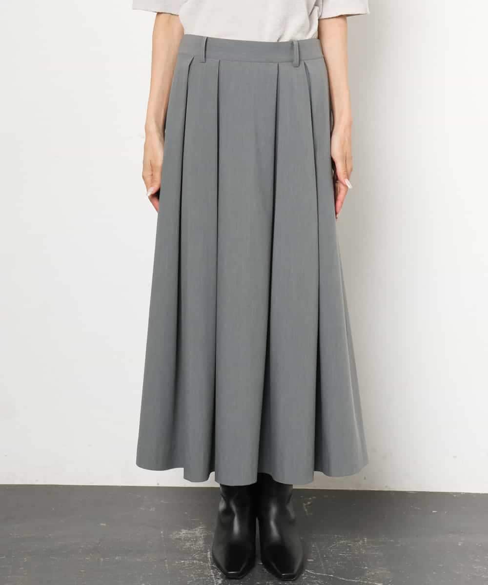 FMHAG01270 MICHEL KLEIN(ミッシェルクラン) ウーリータックフレアスカート グレー