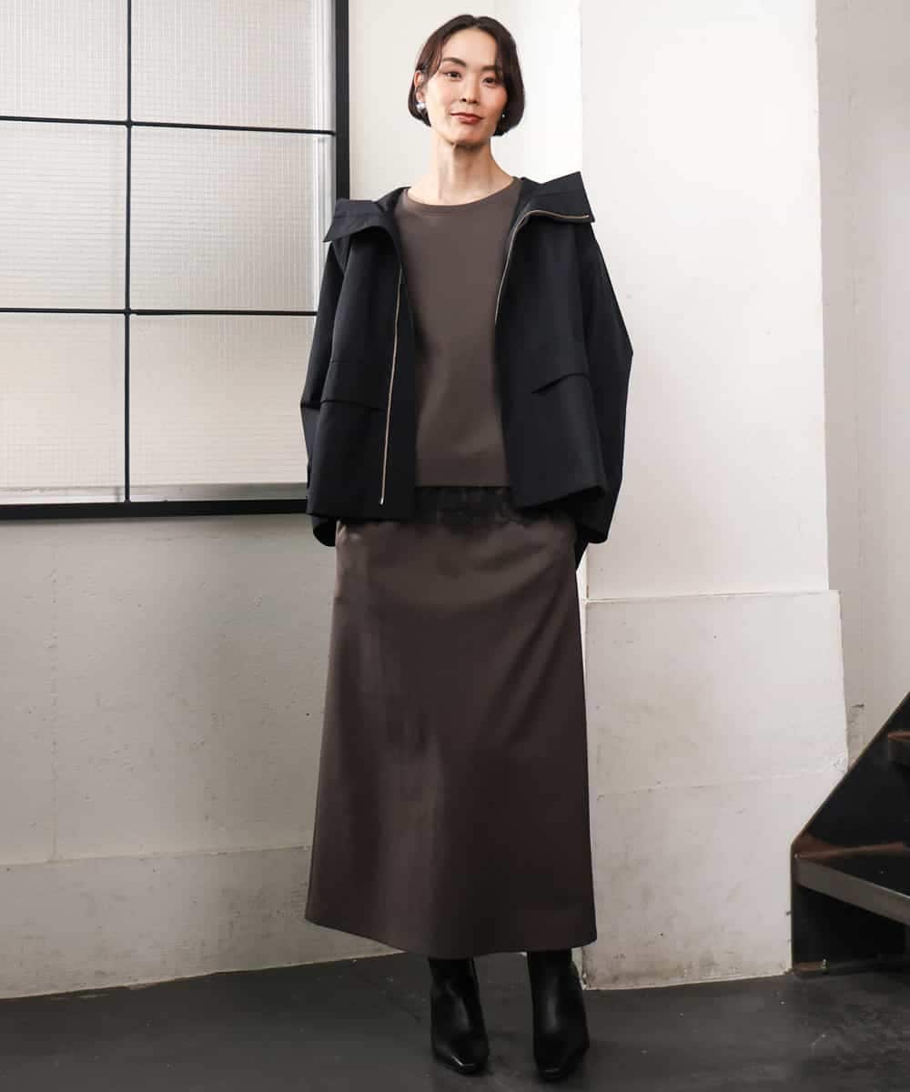 FMHAG02220 MICHEL KLEIN(ミッシェルクラン) [セットアップ対応]ダンボールニットペンシルスカート チャコールブラウン